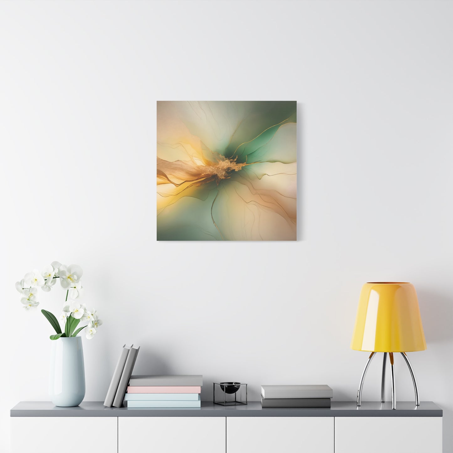 Emerald Radiance – Abstract Canvas Art in Green and Gold