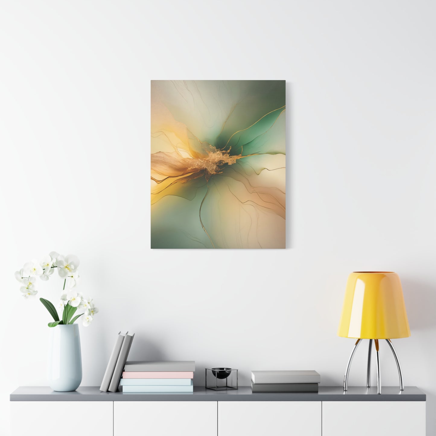 Emerald Radiance – Abstract Canvas Art in Green and Gold