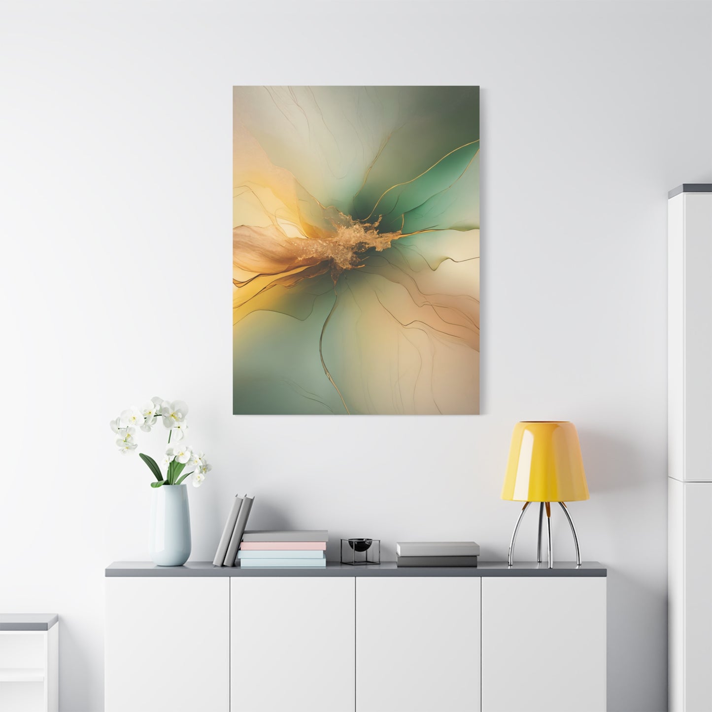 Emerald Radiance – Abstract Canvas Art in Green and Gold