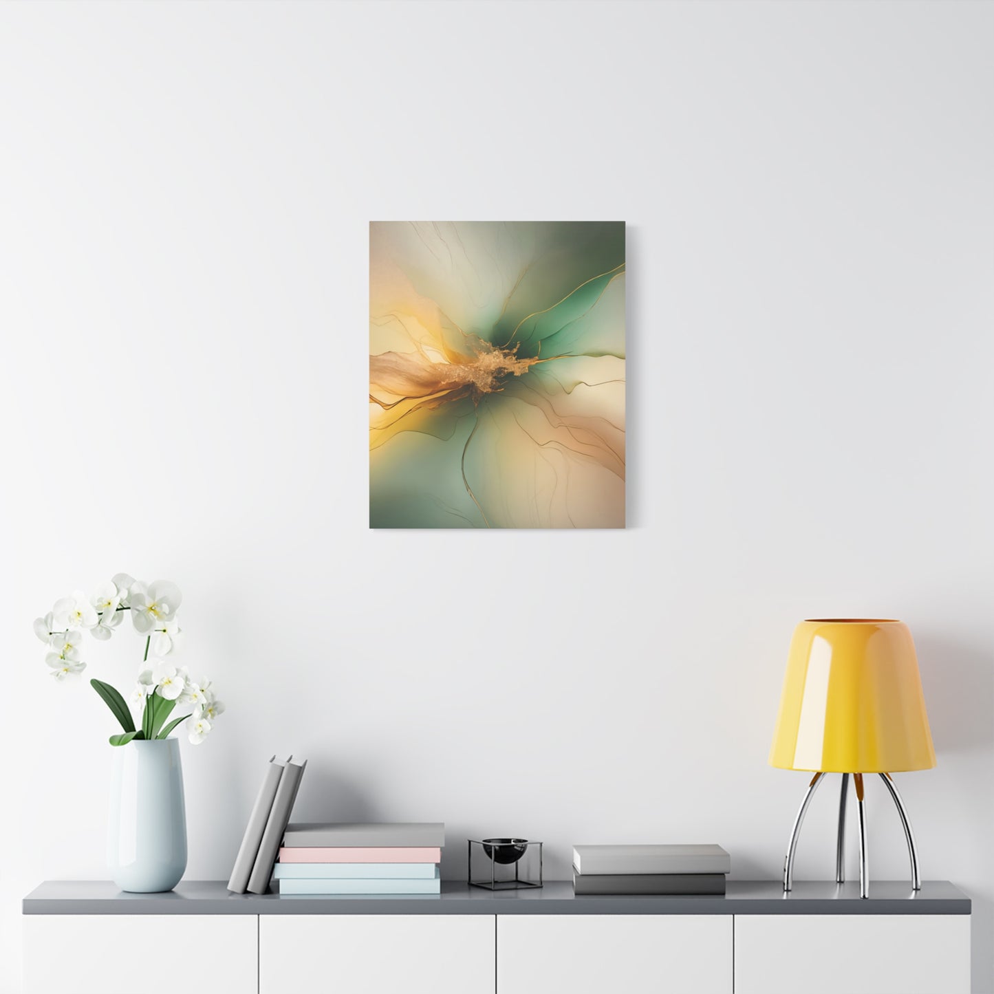 Emerald Radiance – Abstract Canvas Art in Green and Gold