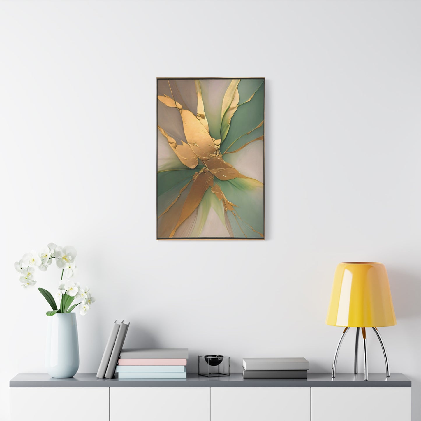 Emerald Radiance – Abstract Canvas Art in Green and Gold