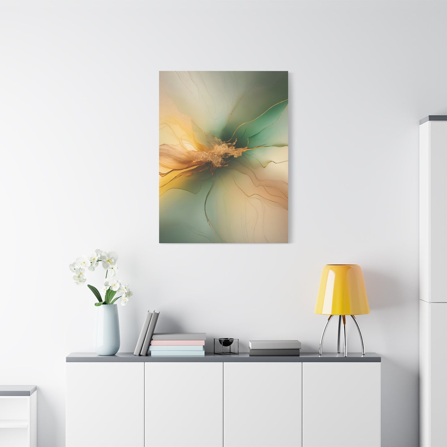 Emerald Radiance – Abstract Canvas Art in Green and Gold