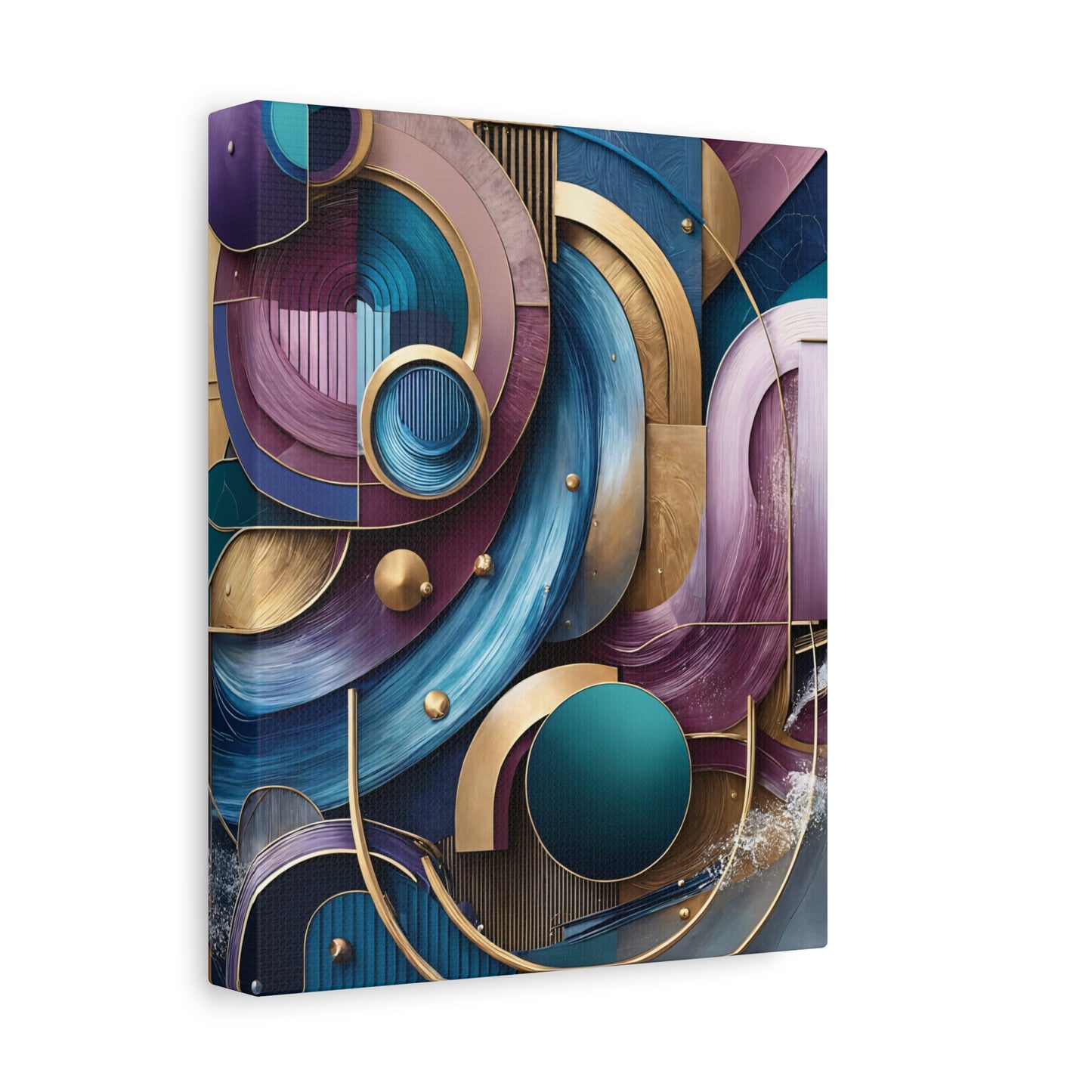 Cosmic Symphony – Abstract Wall Art in Teal, Gold, and Purple for Luxury Décor