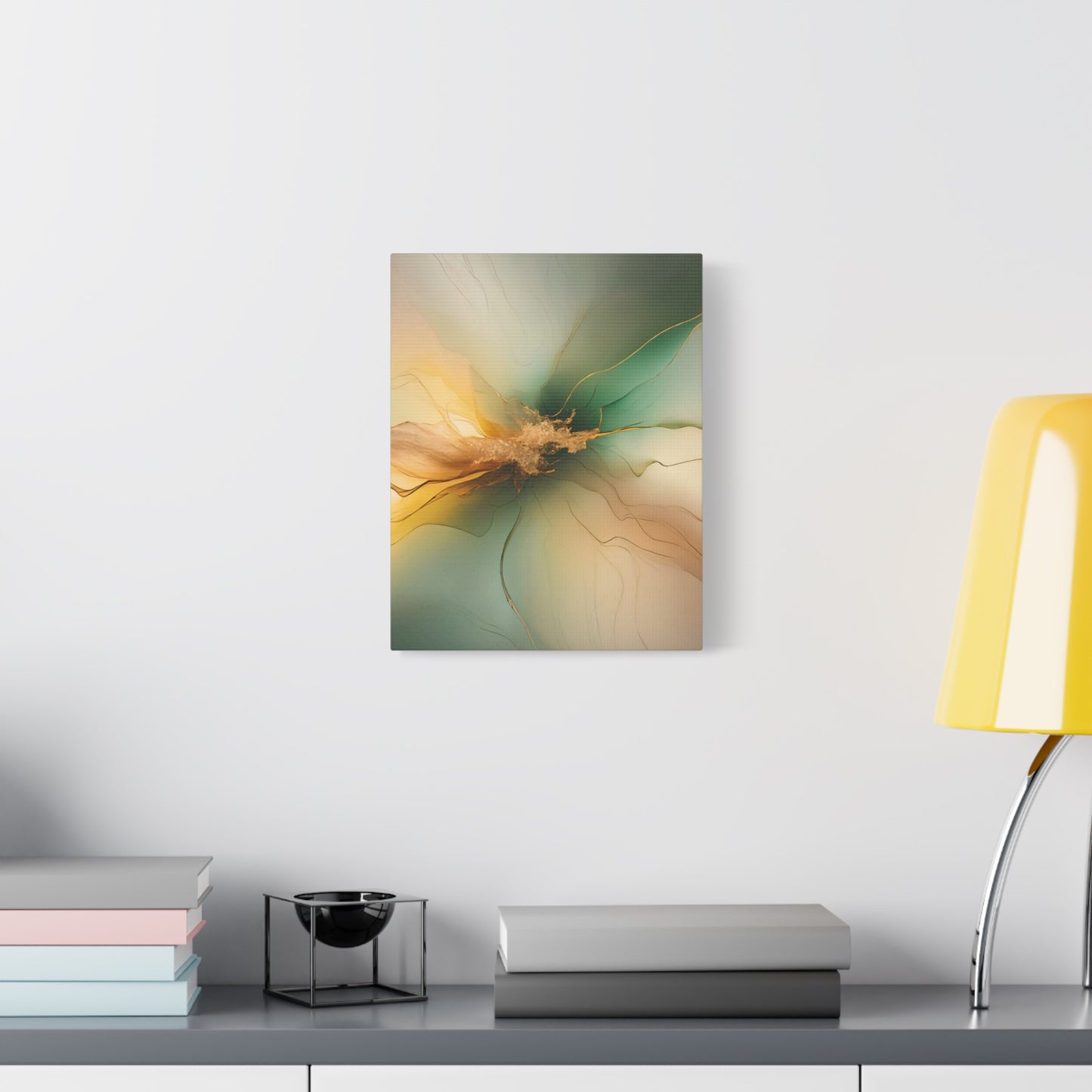 Emerald Radiance – Abstract Canvas Art in Green and Gold