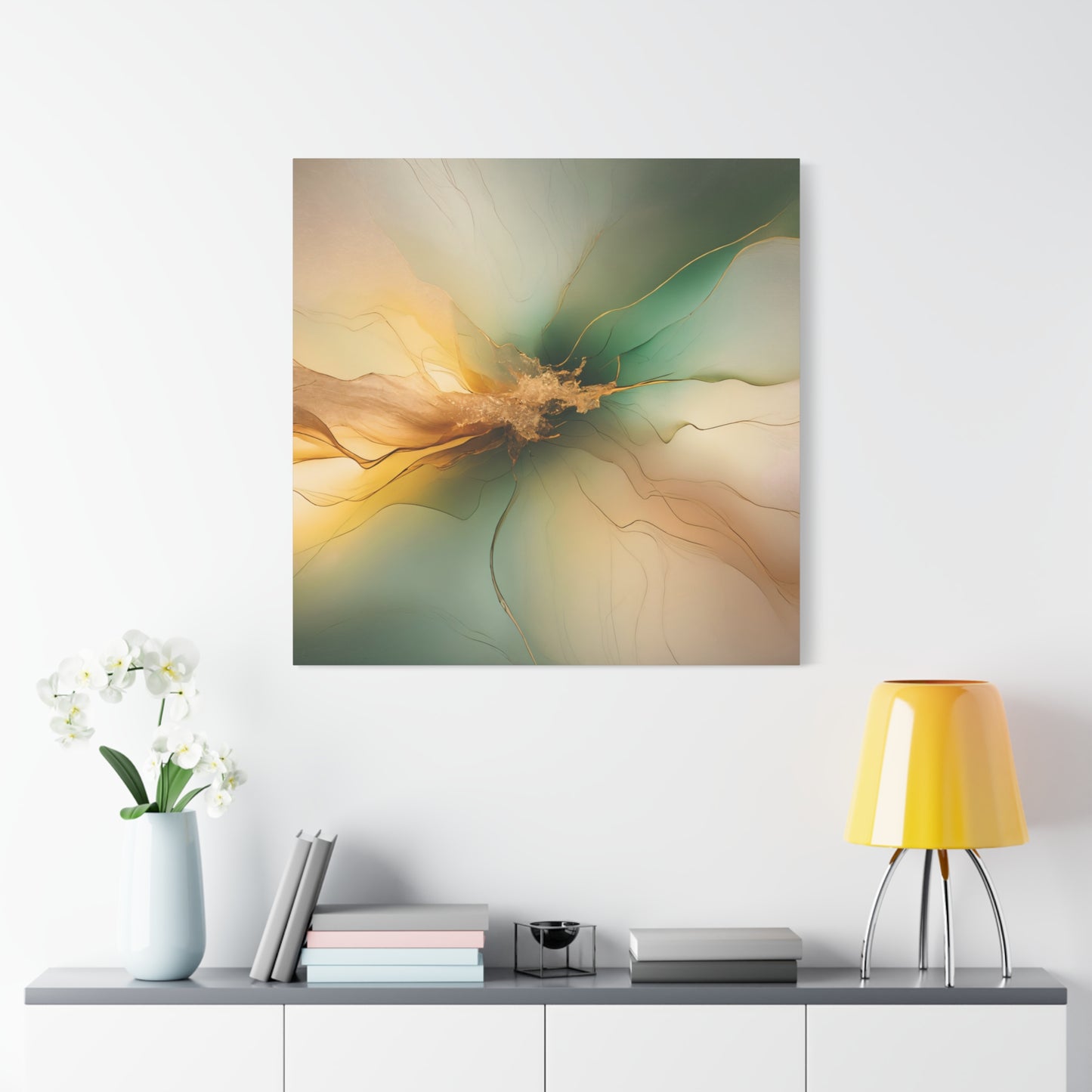 Emerald Radiance – Abstract Canvas Art in Green and Gold