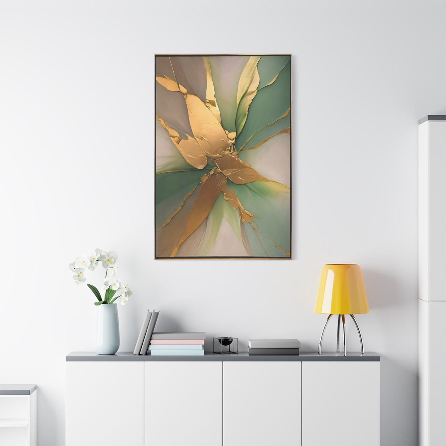 Emerald Radiance – Abstract Canvas Art in Green and Gold