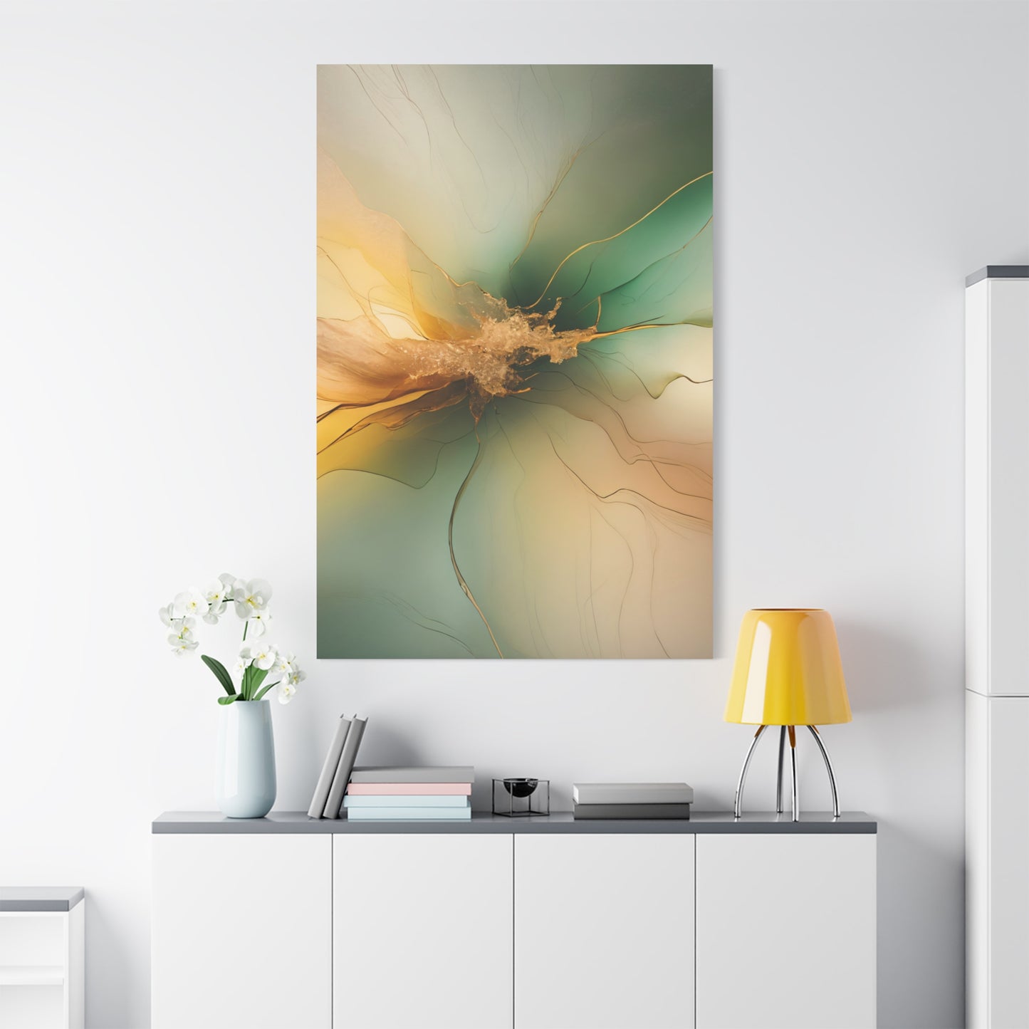 Emerald Radiance – Abstract Canvas Art in Green and Gold