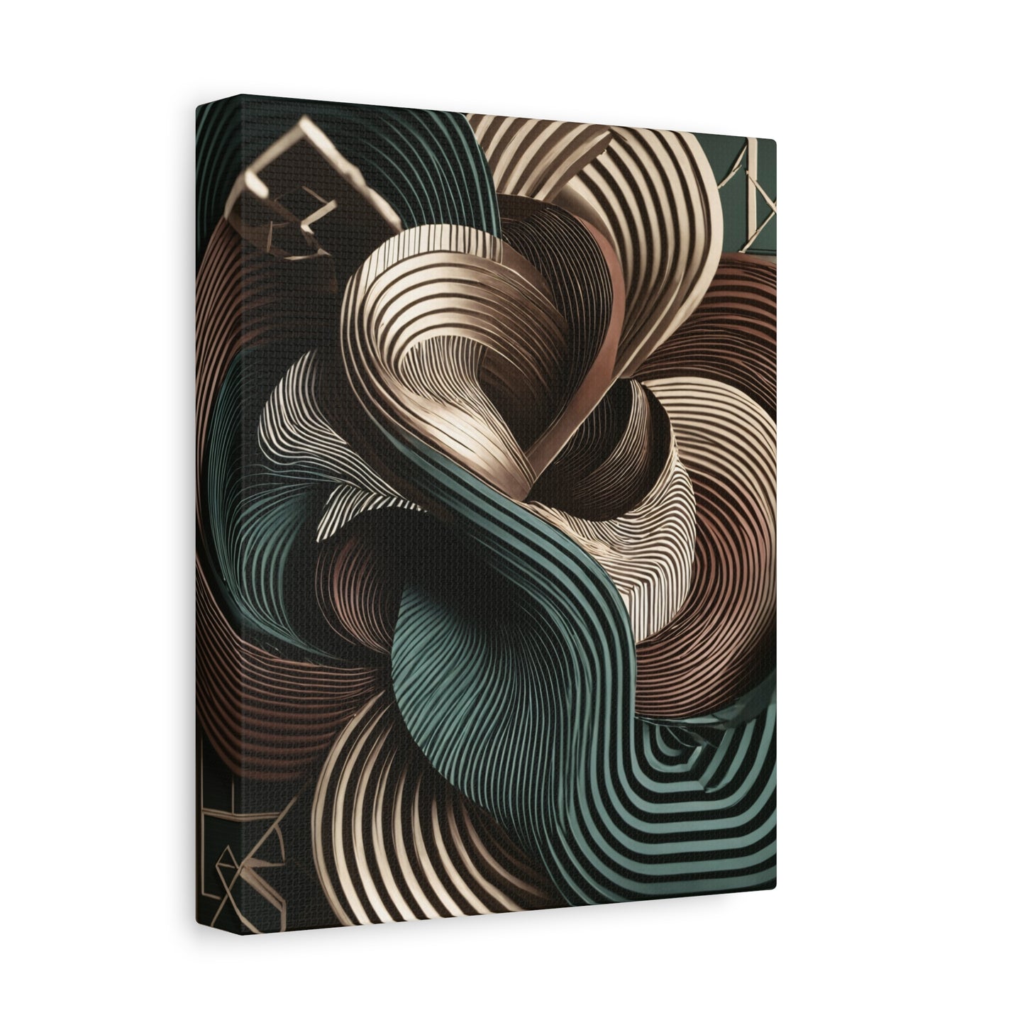 Harmonic Bloom – Abstract Wall Art in Teal, Burgundy, and Champagne for Sophisticated Spaces