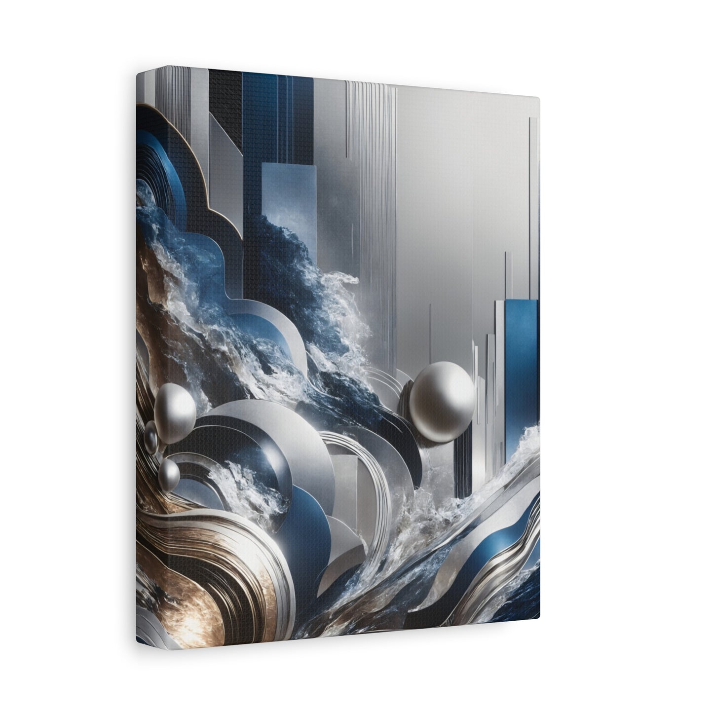 Celestial Waves – Abstract Wall Art in Blue, Silver, and Earth Tones for Modern Elegance