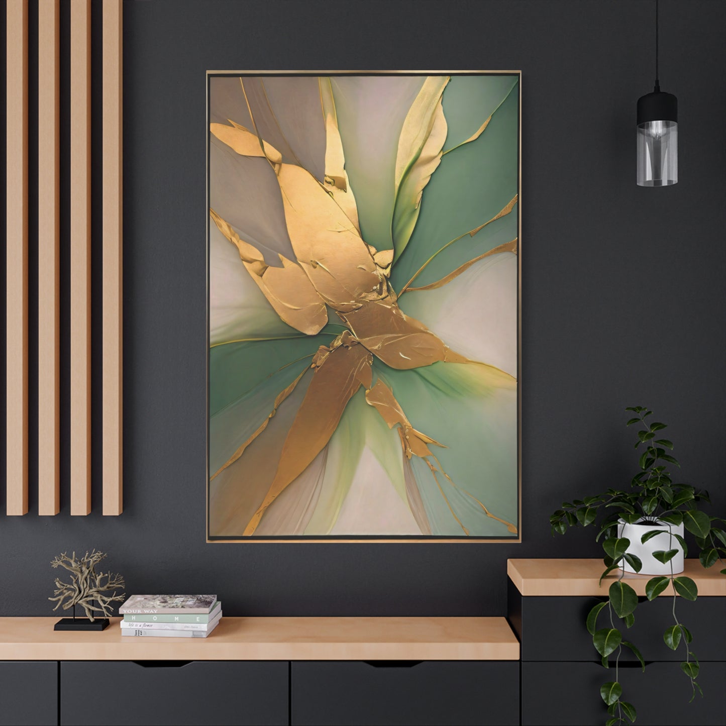 Emerald Radiance – Abstract Canvas Art in Green and Gold