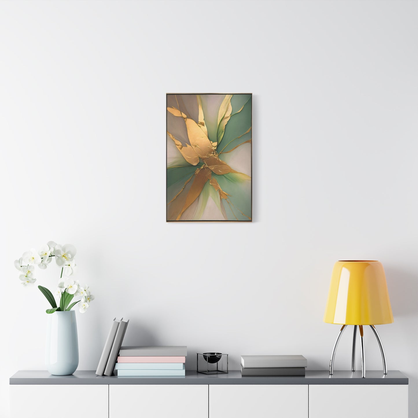 Emerald Radiance – Abstract Canvas Art in Green and Gold