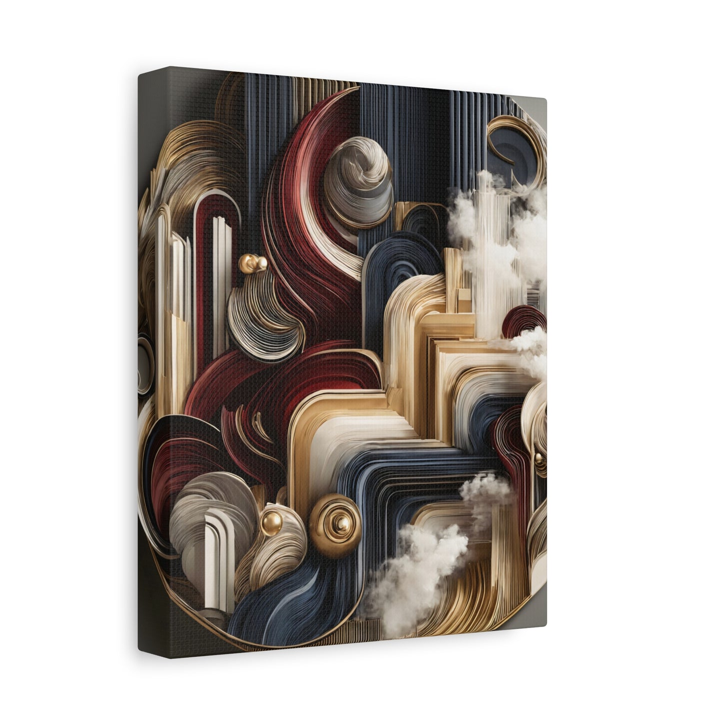 Ethereal Dimensions – Circular Abstract Wall Art in Gold, Burgundy, and Gray for Modern Décor