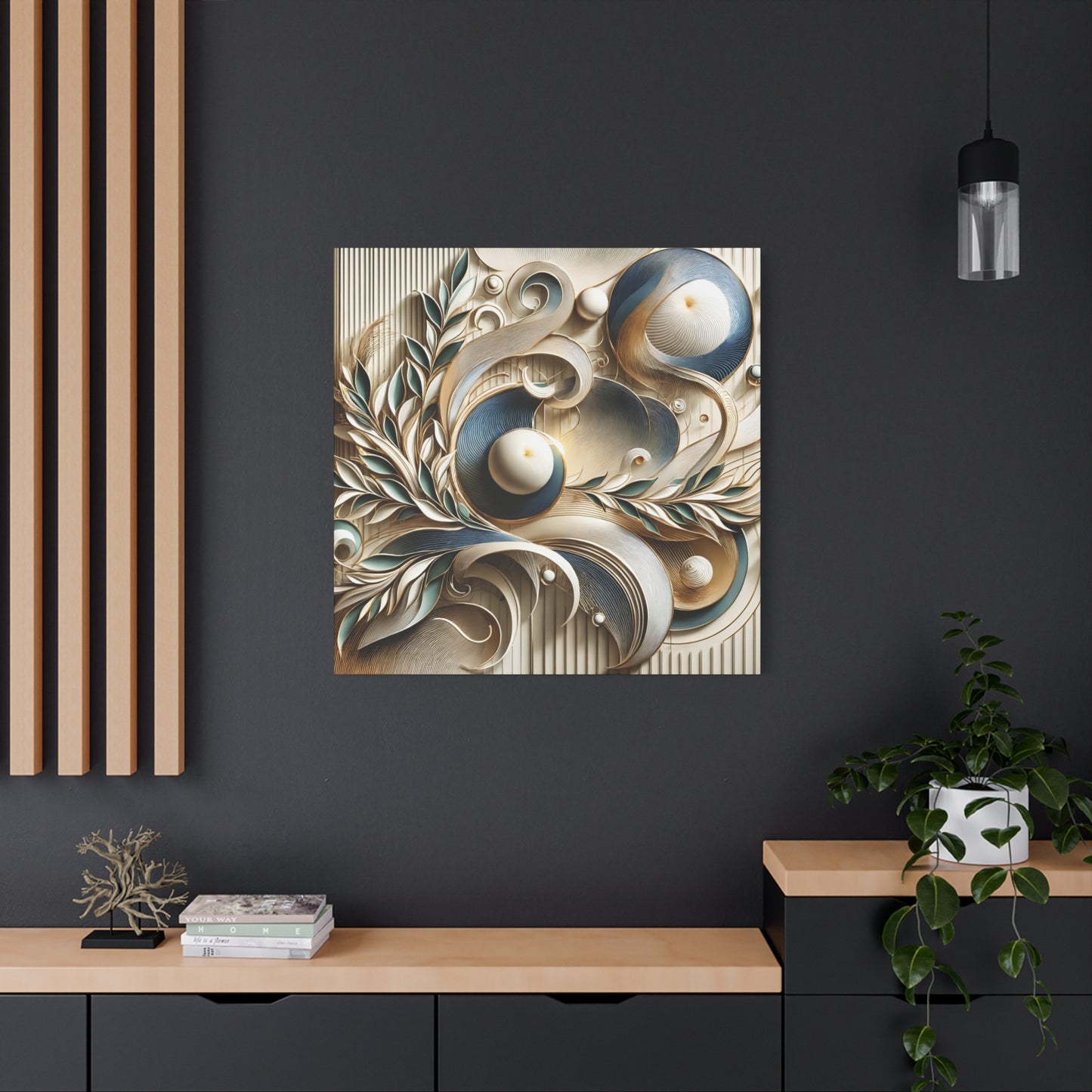 Timeless Flow – Abstract Art in Shades of Blue, Black, and White for Modern Interiors