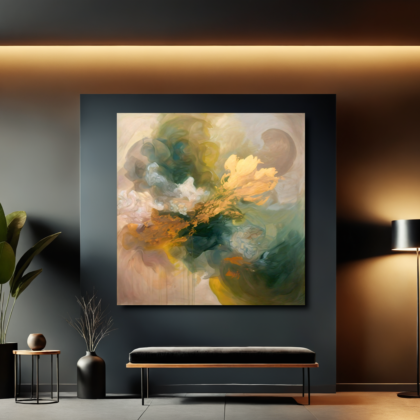 Emerald Bloom – Abstract Floral Fusion