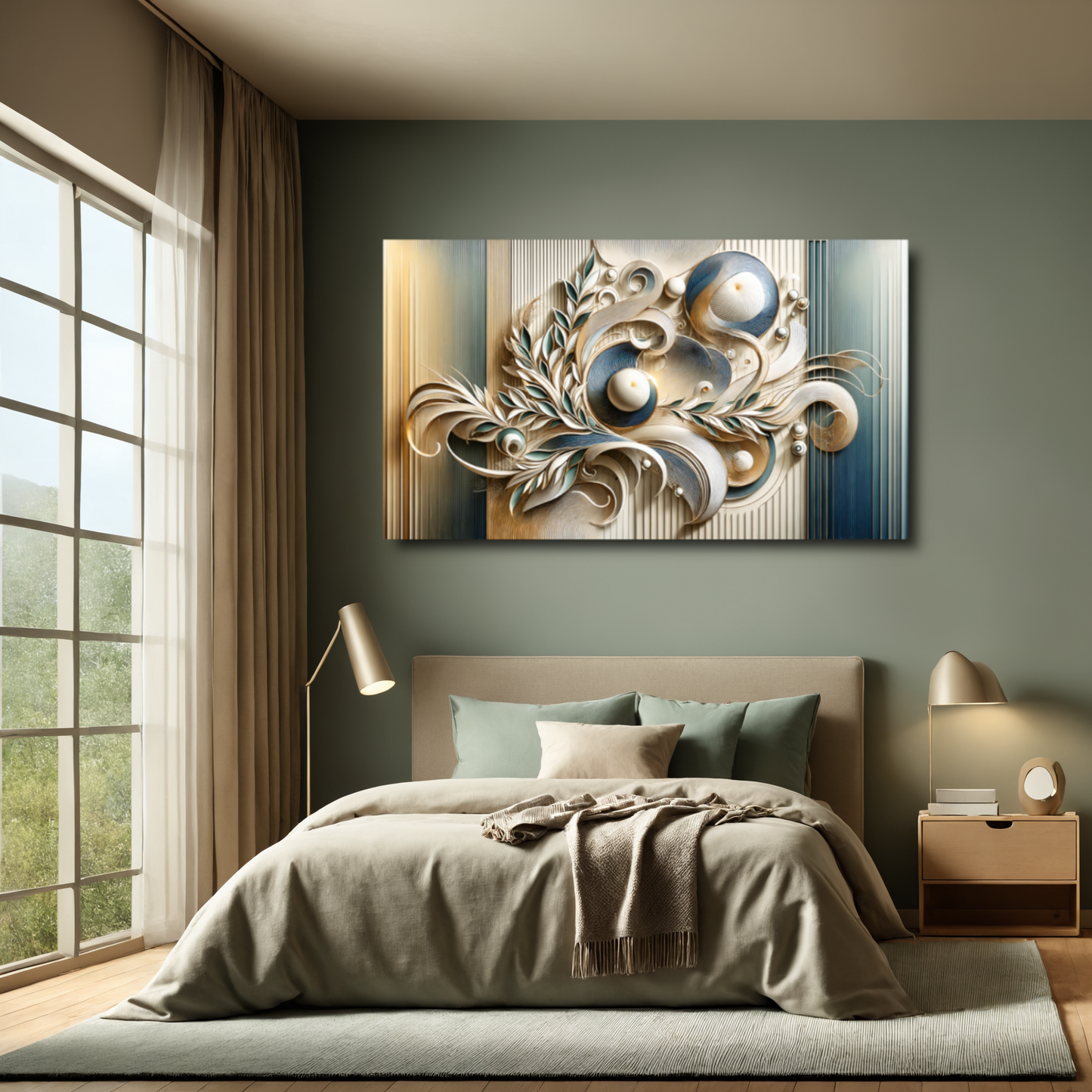 Timeless Flow – Abstract Art in Shades of Blue, Black, and White for Modern Interiors